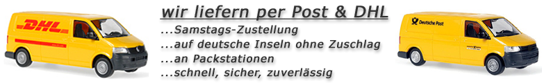 Wir liefern per Post und DHL